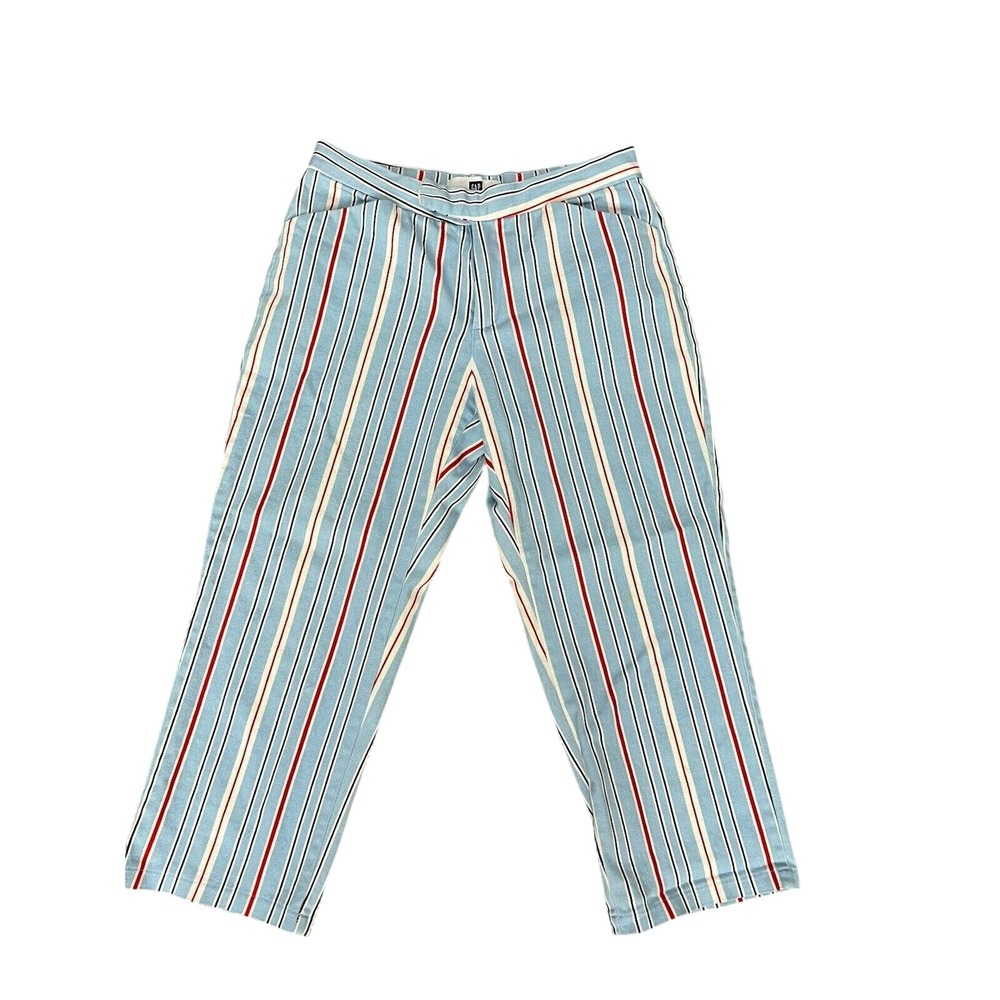 GAP Women's Striped Stretch Cropped Pants Size 5 Blue Red White